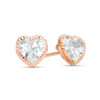 Thumbnail Image 0 of 6mm Heart-Shaped Cubic Zirconia Solitaire Stud Earrings in 14K Rose Gold