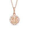 Thumbnail Image 0 of 6mm Champagne and White Cubic Zirconia Frame Pendant in 14K Rose Gold - 17"