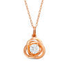 Thumbnail Image 0 of 4mm Cubic Zirconia Solitaire Love Knot Pendant in 14K Rose Gold - 17"