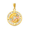 Thumbnail Image 0 of Bautizo Diamond-Cut Medallion Necklace Charm in 10K Tri-Tone Gold with Cubic Zirconia
