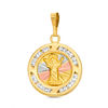 Thumbnail Image 0 of Divino Niño Diamond-Cut Medallion Necklace Charm in 10K Tri-Tone Gold with Cubic Zirconia