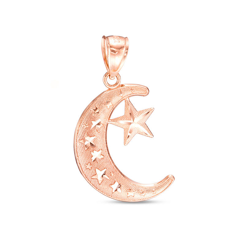Moon and Star Charm in 10K Rose Gold
