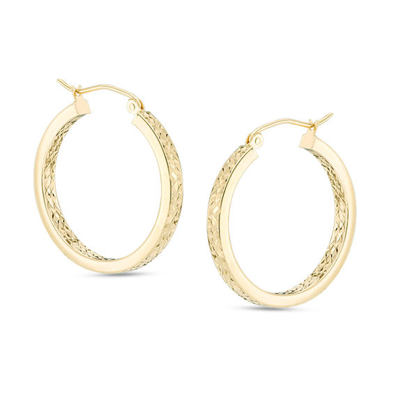 Diameter 25mm Details about   14k Rose Gold Polished Round Tube Hoop Earrings