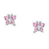 Thumbnail Image 0 of Child's Pink Cubic Zirconia Butterfly Stud Earrings in 14K White Gold