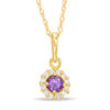 Thumbnail Image 0 of Child's 3mm Purple and White Cubic Zirconia Frame Pendant in 10K Gold - 13"