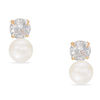 Thumbnail Image 0 of Child's 2.5mm Cultured Freshwater Pearl and Cubic Zirconia Drop Earrings in 14K Gold
