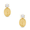 Thumbnail Image 0 of Child's 3.5mm Baroque Cultured Freshwater Pearl and Our Lady of Guadalupe Drop Earrings in 14K Gold