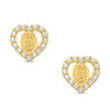 Thumbnail Image 0 of Child's Cubic Zirconia Heart Frame Our Lady of Guadalupe Stud Earrings in 14K Gold