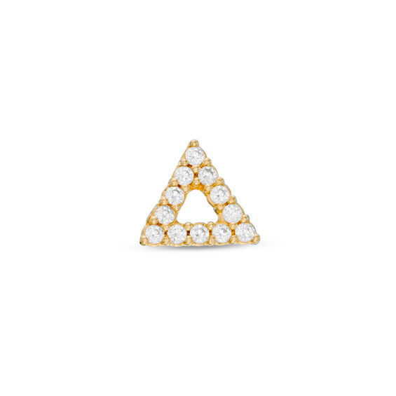 Cubic Zirconia Open Triangle Stud Singlet in 10K Gold | Piercing Pagoda