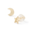 Thumbnail Image 0 of Diamond-Cut Crescent Moon and Star Mismatch Stud Earrings in 10K Gold