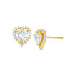 Thumbnail Image 0 of 5mm Heart-Shape Cubic Zirconia Frame Stud Earrings in 14K Gold