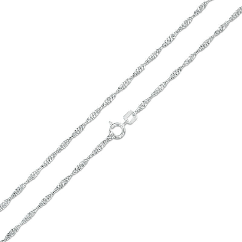 030 Gauge Singapore Chain Necklace in 10K White Gold - 20"