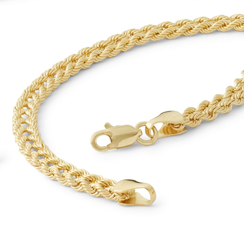 10K Hollow Gold Double Row Rope Chain Bracelet - 7.5"