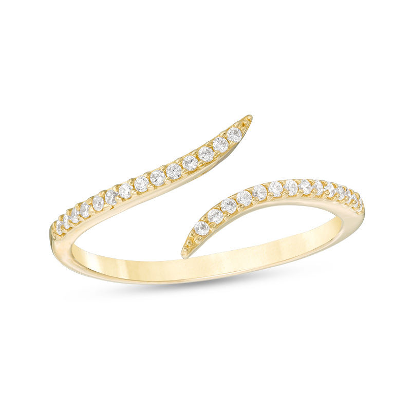 Cubic Zirconia Open Bypass Ring in 10K Gold