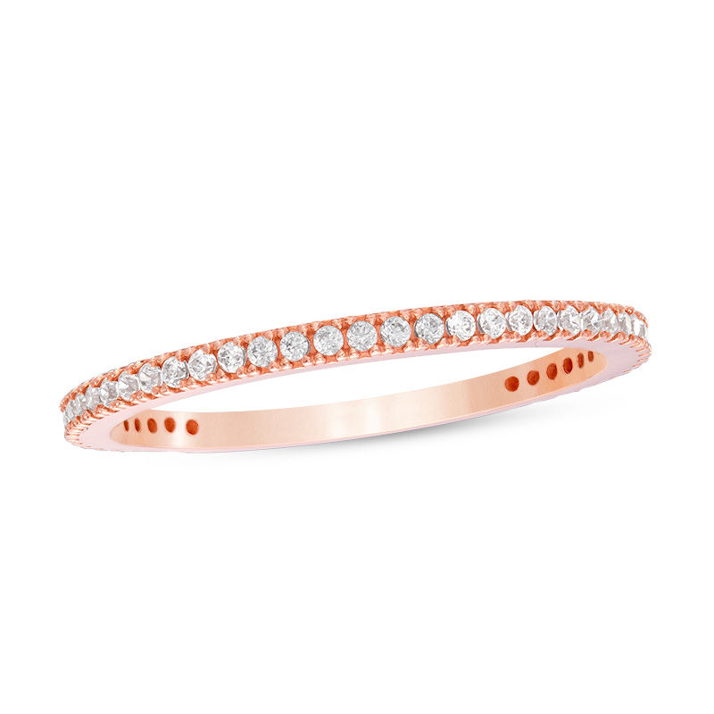 Cubic Zirconia Eternity Wedding Band in 10K Rose Gold - Size 8