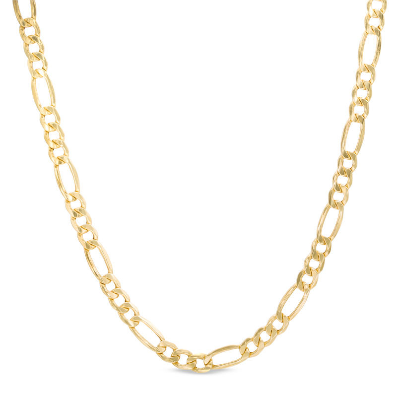 100 Gauge Hollow Figaro Chain Necklace in 10K Gold - 24"