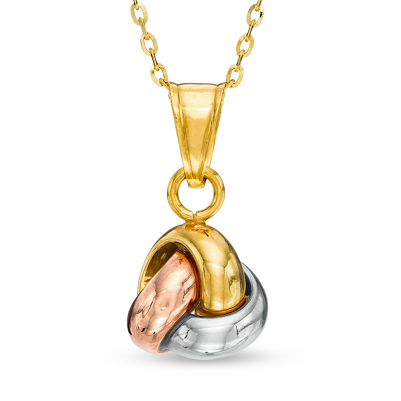 Made in Italy Love Knot Pendant in 10K Tri-Tone Gold - 17"