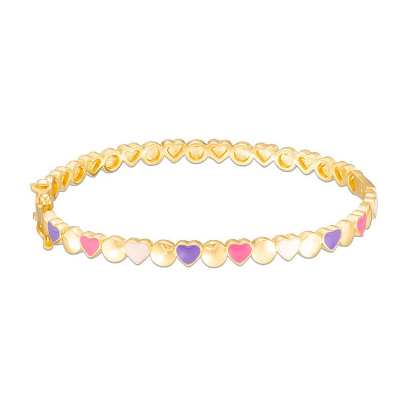 Child's Enamel Heart Bangle in Brass and 18K Gold Plate