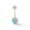 Thumbnail Image 0 of 10K Solid Gold Blue and White CZ Frame Belly Button Ring - 14G 3/8"