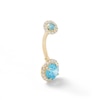 Thumbnail Image 1 of 10K Solid Gold Blue and White CZ Frame Belly Button Ring - 14G 3/8"
