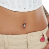 Thumbnail Image 2 of 10K Solid Gold Blue and White CZ Frame Belly Button Ring - 14G 3/8"