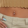 Thumbnail Image 2 of 10K Solid Gold Simulated Opal Belly Button Ring - 14G 3/8"