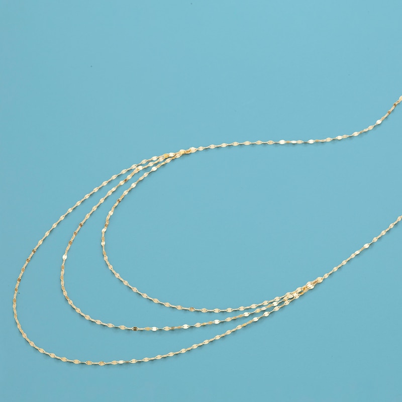 Triple Strand Mirror Chain Necklace in 10K Gold - 19"