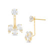 Thumbnail Image 0 of Pear-Shaped and Round Cubic Zirconia Front/Back Earrings in 10K Gold
