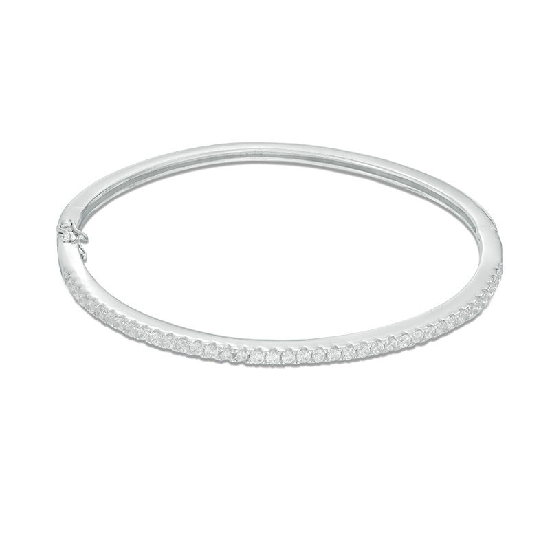 Cubic Zirconia Bangle in Sterling Silver - 7.5"