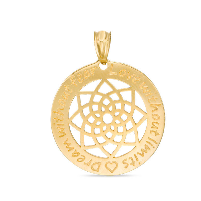 Mandala Dreamcatcher Necklace Charm in 10K Gold