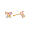 Thumbnail Image 0 of Child's Multi-Color Cubic Zirconia Butterfly Stud Earrings in 14K Gold
