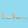 Thumbnail Image 1 of Child's Cubic Zirconia and Multi-Color Enamel Hearts Hoop Earrings in Solid Brass with 18K Gold Plate