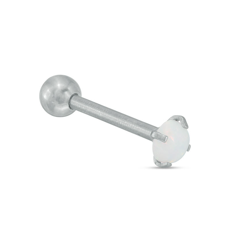 018 Gauge Opal Acrylic Cartilage Barbell in Stainless Steel