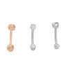 Thumbnail Image 0 of Solid Stainless Steel Crystal Champagne and White Three Piece Curved Barbell Set - 16G