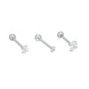 Thumbnail Image 0 of 018 Gauge Cubic Zirconia Three Piece Cartilage Barbell Set in Stainless Steel