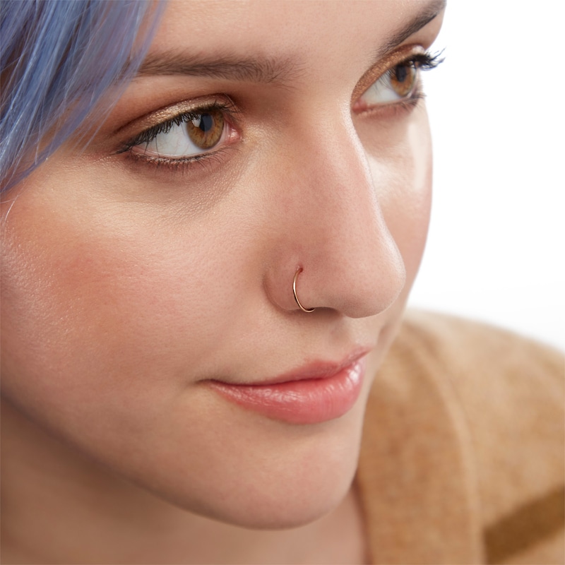 Rose Ion Plated CZ Nose Ring Set - 20G