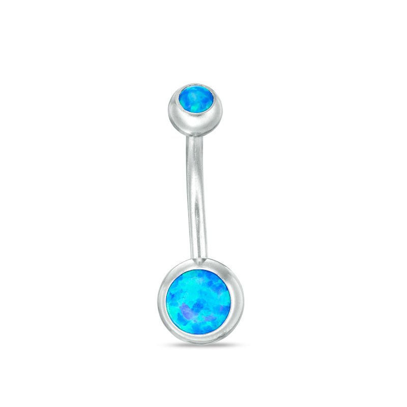 Stainless Steel Blue Acrylic Belly Button Ring - 14G 7/16"