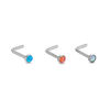 Thumbnail Image 0 of 020 Gauge Multi-Color Lab-Created Opal Three Piece Nose Stud Set in Stainless Steel