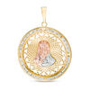 Thumbnail Image 0 of Cubic Zirconia Ornate Jesus Medallion Necklace Charm in 10K Tri-Tone Gold