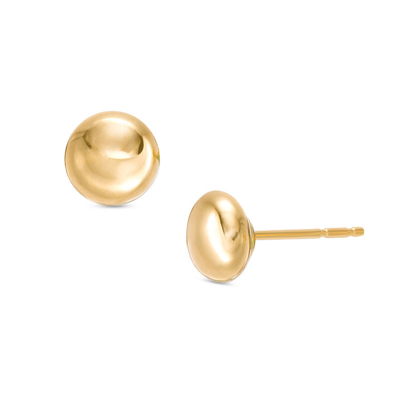 6mm Button Stud Earrings in 10K Gold