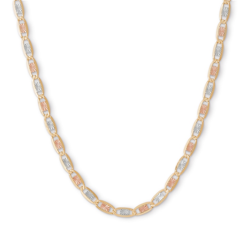 Made in Italy 080 Gauge Diamond-Cut Valentino Chain Necklace in 10K Tri-Tone Gold - 18"