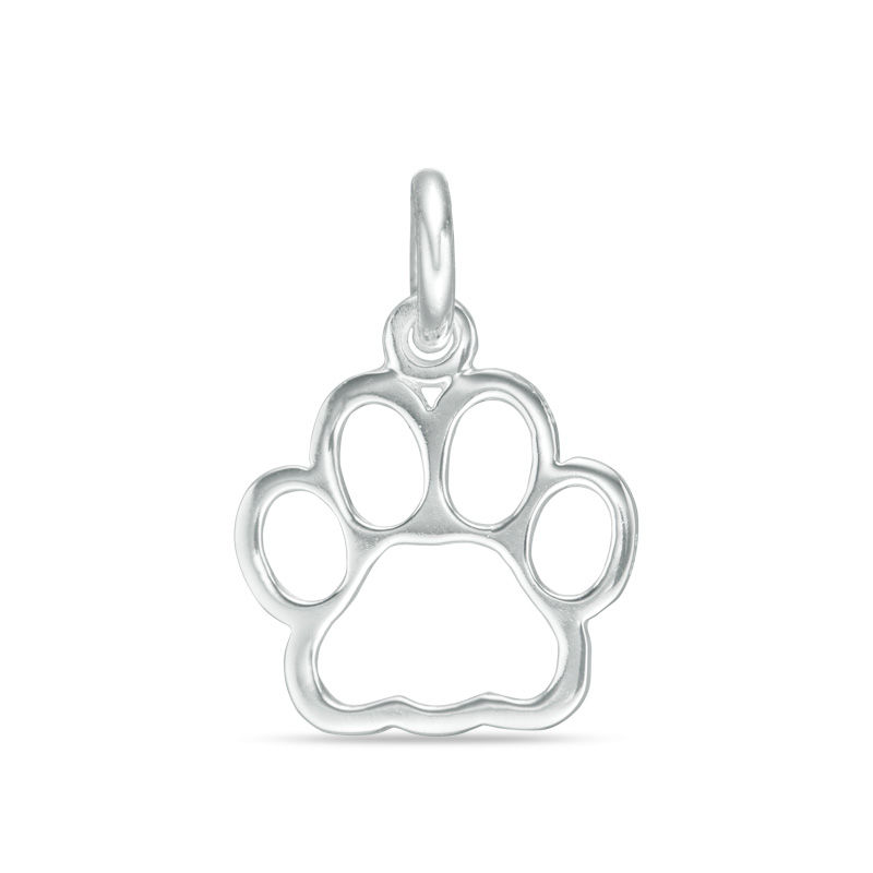 Dog Paw Cutout Necklace Charm in Sterling Silver