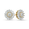 Thumbnail Image 0 of 1/10 CT. T.W. Baguette and Round Diamond Composite Sunburst Frame Stud Earrings in 10K Gold