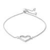 Thumbnail Image 0 of Diamond Accent Heart Outline Bolo Bracelet in Sterling Silver - 9"