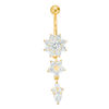 Thumbnail Image 0 of Yellow Ion Plated Teardrop CZ Flower Belly Button Ring - 14G 3/8"