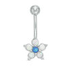Thumbnail Image 0 of 014 Gauge Blue and White Opal Acrylic Flower Belly Button Ring in Stainless Steel