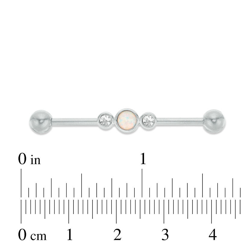 014 Gauge Crystal and Opalescent Industrial Barbell in Stainless Steel