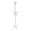 Thumbnail Image 0 of 014 Gauge Marquise Cubic Zirconia Flower Dangle Belly Button Ring in Stainless Steel