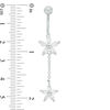Thumbnail Image 1 of 014 Gauge Marquise Cubic Zirconia Flower Dangle Belly Button Ring in Stainless Steel