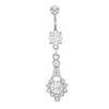 Thumbnail Image 0 of 014 Gauge Lab-Created Cubic Zirconia and Crystal Flower Dangle Belly Button Ring in Solid Stainless Steel and Brass